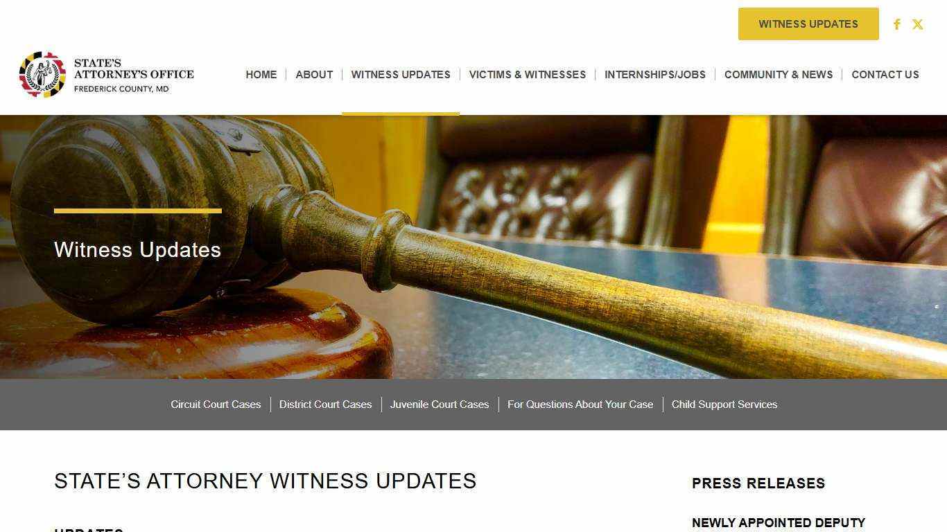 Witness Updates – Frederick County States Attorneys Office