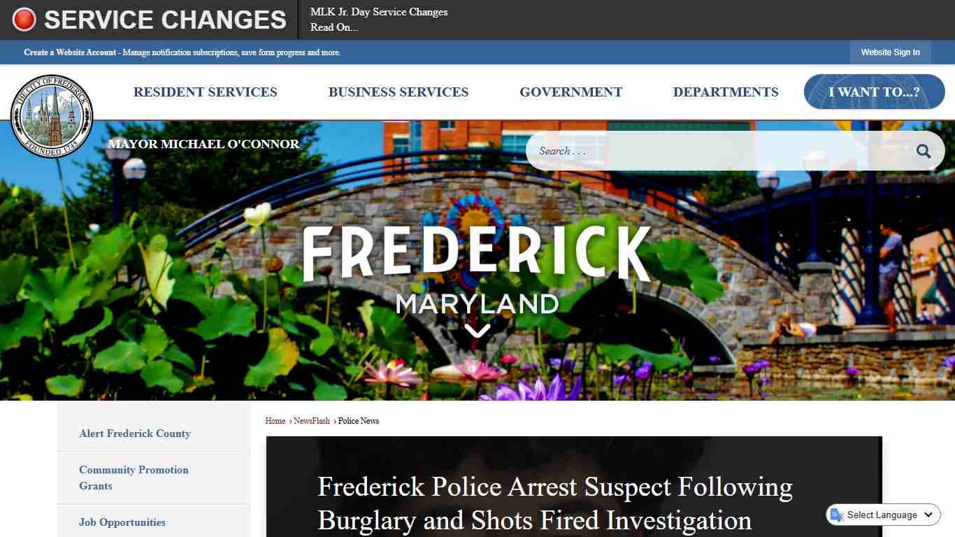 Frederick Police Arrest Suspect Following Burglary and Shots Fired Investigation • Frederick, MD